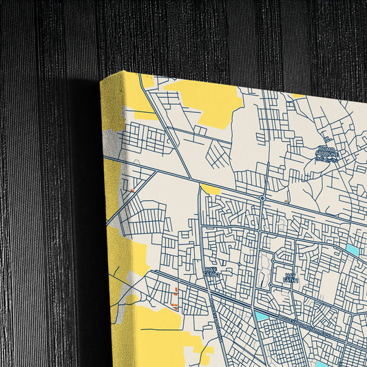 Khouribga Morocco Colorful City Map Canvas Print Detail