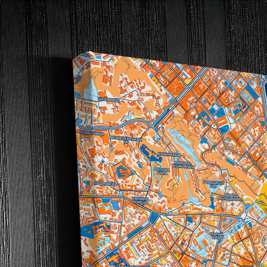 Київ Ukraine Colorful City Map Canvas Print Detail