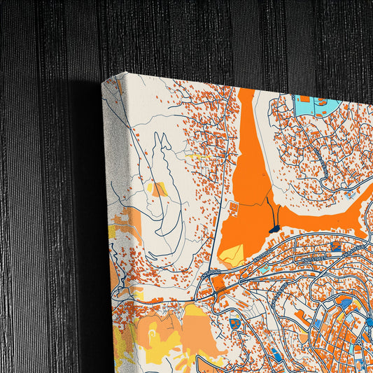Kigali Rwanda Colorful City Map Canvas Print Detail