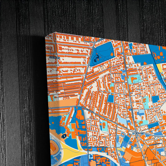 Kingston Upon Hull England Colorful City Map Canvas Print Detail