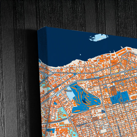 Kinshasa Dr Congo Colorful City Map Canvas Print Detail