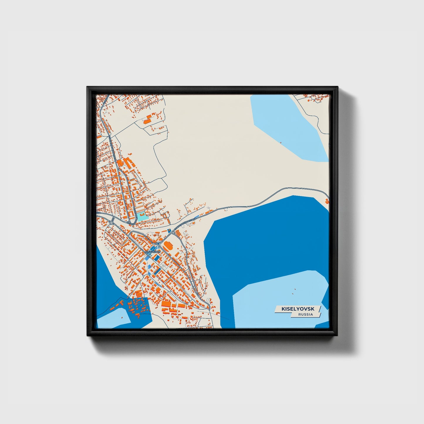 Киселевск Russia Colorful City Map Canvas Print • Black Framed