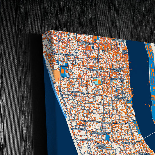 Kochi India Colorful City Map Canvas Print Detail