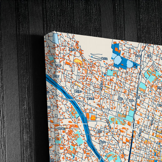 Kōfu Japan Colorful City Map Canvas Print Detail