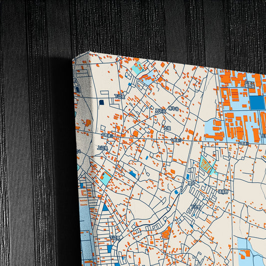 Koga Japan Colorful City Map Canvas Print Detail