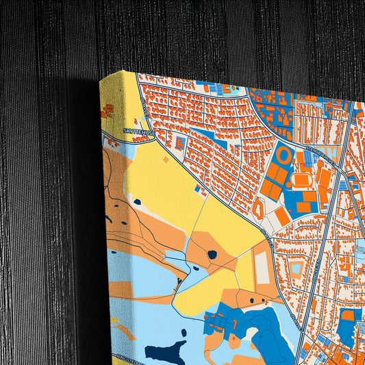 Køge Denmark Colorful City Map Canvas Print Detail