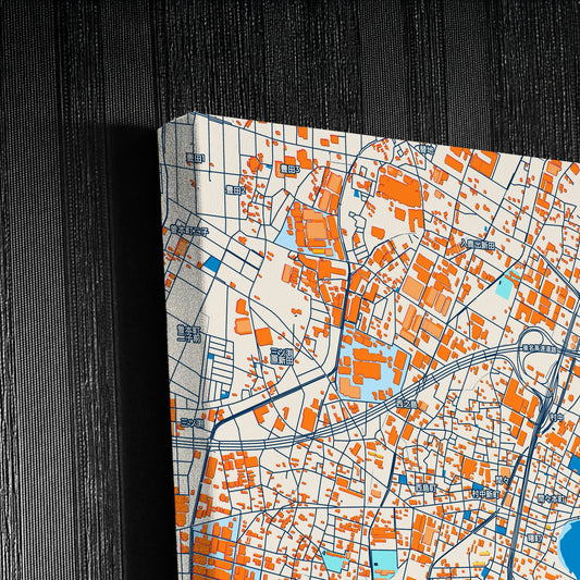 Komaki Japan Colorful City Map Canvas Print Detail