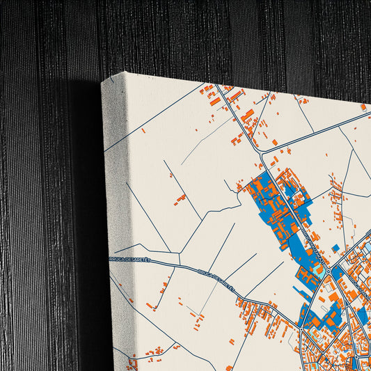 Korçë Albania Colorful City Map Canvas Print Detail