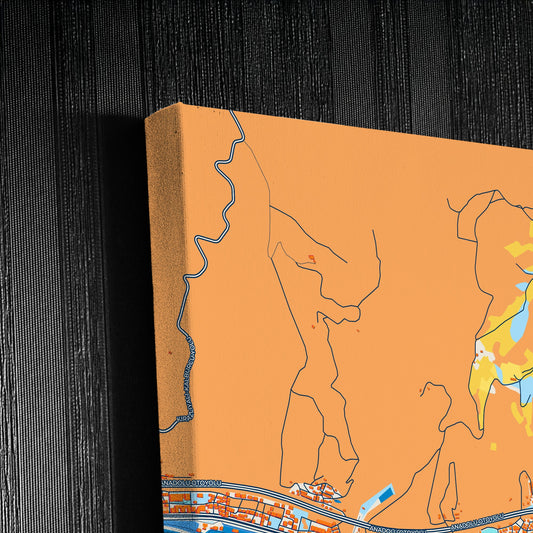 Körfez Turkey Colorful City Map Canvas Print Detail