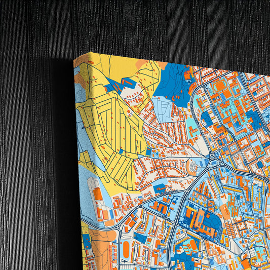 Košice Slovakia Colorful City Map Canvas Print Detail