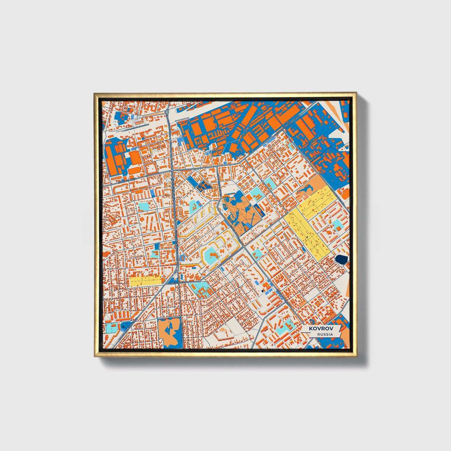 Ковры Russia Colorful City Map Canvas Print • Gold Framed