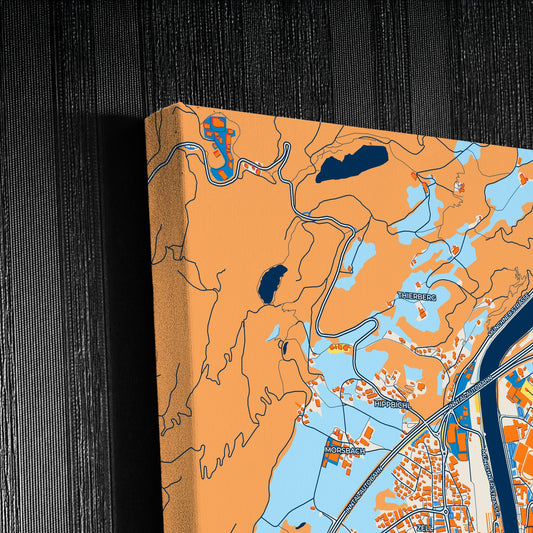 Kufstein Austria Colorful City Map Canvas Print Detail