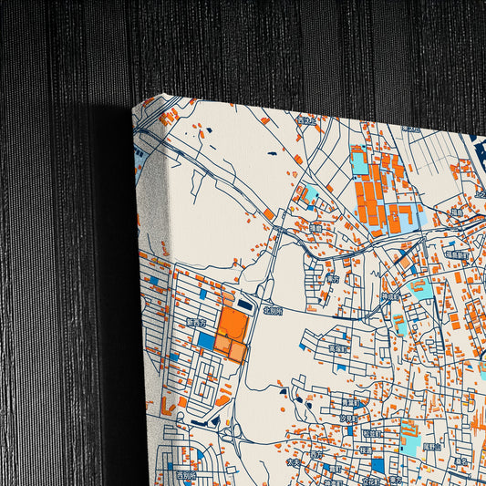 Kuwana Japan Colorful City Map Canvas Print Detail