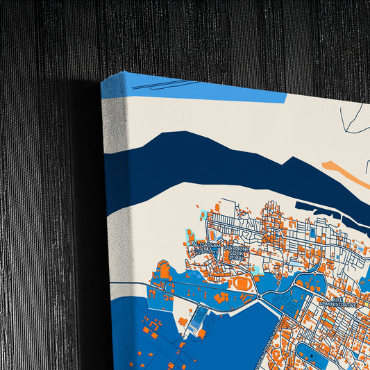 Laayoune Western Sahara Colorful City Map Canvas Print Detail