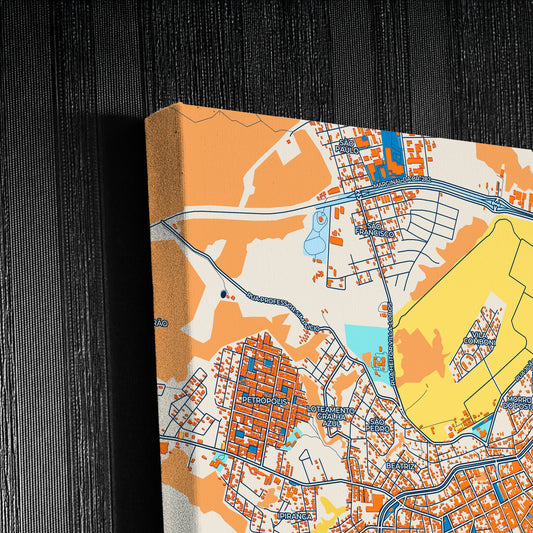 Lages Brazil Colorful City Map Canvas Print Detail