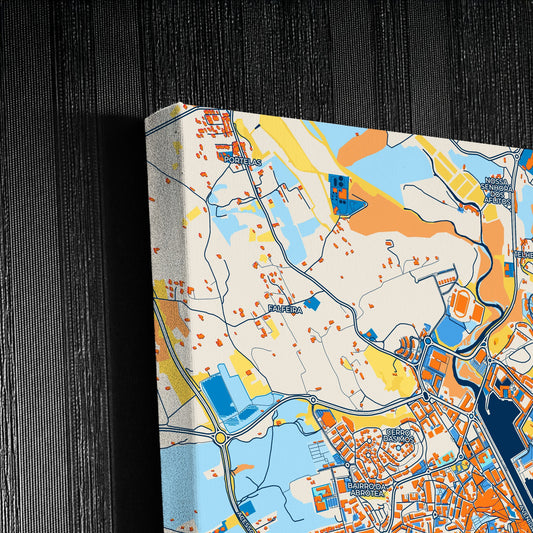 Lagos Portugal Colorful City Map Canvas Print Detail