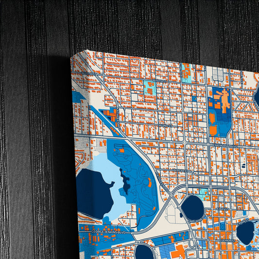 Lakeland Florida Colorful City Map Canvas Print Detail