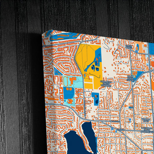 Lakewood Washington Colorful City Map Canvas Print Detail
