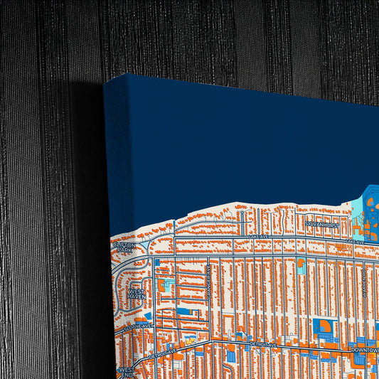 Lakewood Ohio Colorful City Map Canvas Print Detail