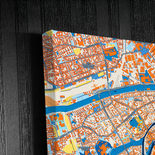 Landshut Germany Colorful City Map Canvas Print Detail