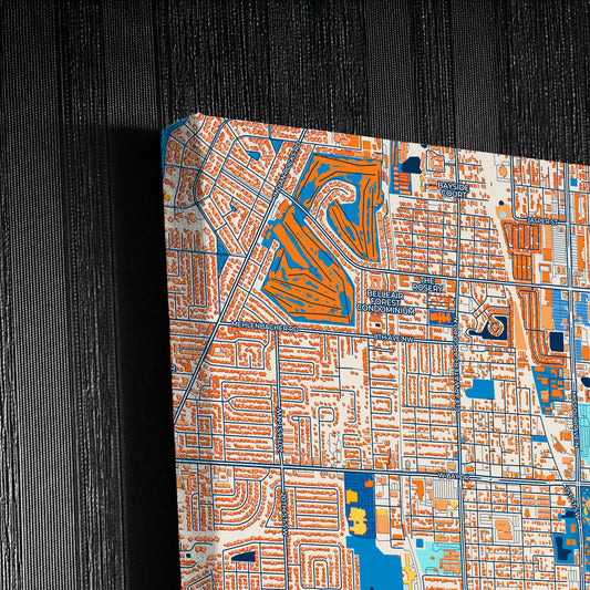 Largo Florida Colorful City Map Canvas Print Detail