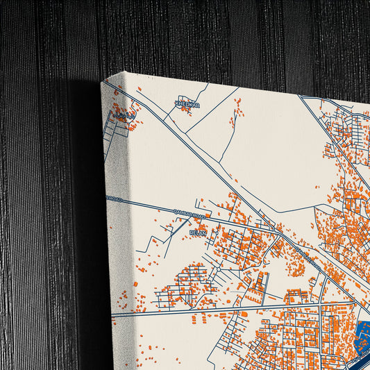 Larkana Pakistan Colorful City Map Canvas Print Detail