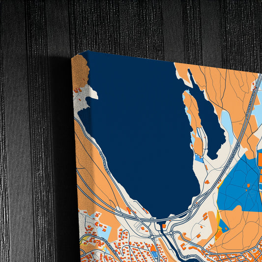 Larvik Norway Colorful City Map Canvas Print Detail