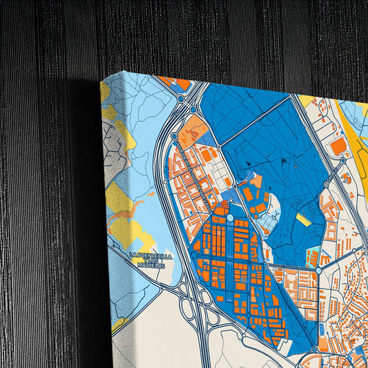 Las Rozas De Madrid Spain Colorful City Map Canvas Print Detail