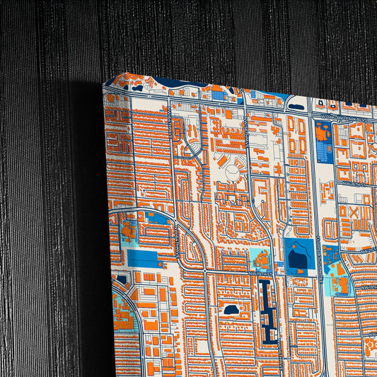 Lauderhill Florida Colorful City Map Canvas Print Detail