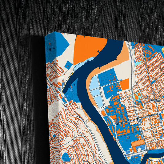 Launceston Australia Colorful City Map Canvas Print Detail