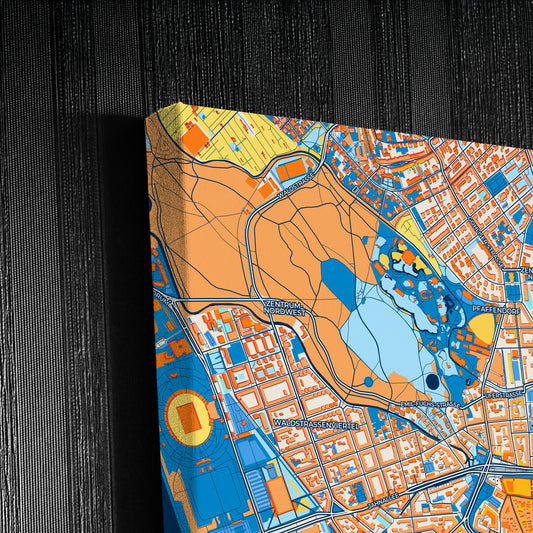 Leipzig Germany Colorful City Map Canvas Print Detail