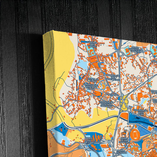 Leiria Portugal Colorful City Map Canvas Print Detail