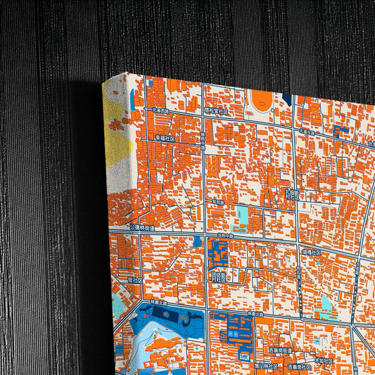 Lhasa China Colorful City Map Canvas Print Detail