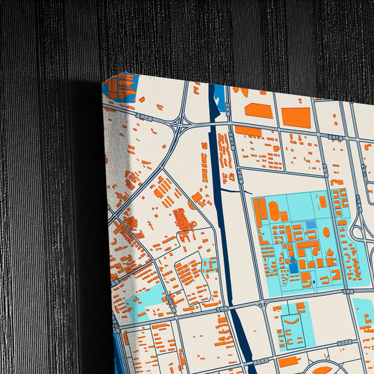 Lianyungang China Colorful City Map Canvas Print Detail