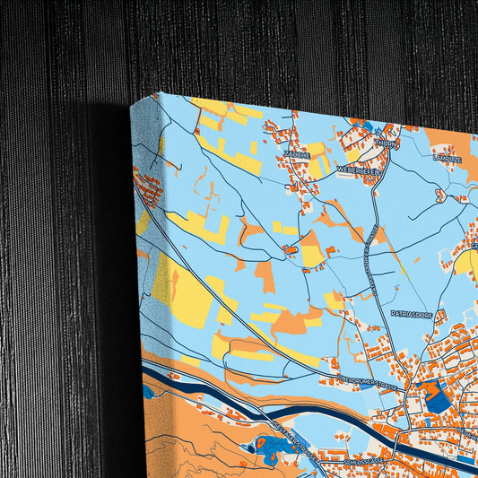 Lienz Austria Colorful City Map Canvas Print Detail