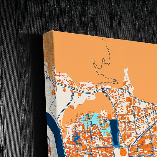 Linhai China Colorful City Map Canvas Print Detail