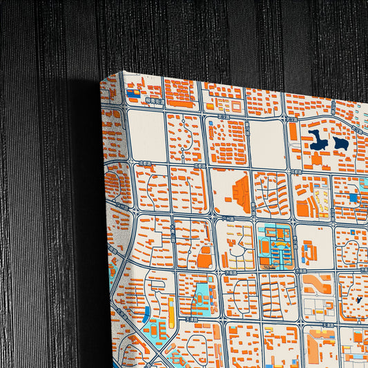 Linyi China Colorful City Map Canvas Print Detail