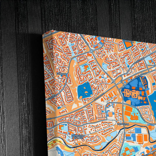 Livingston Scotland Colorful City Map Canvas Print Detail