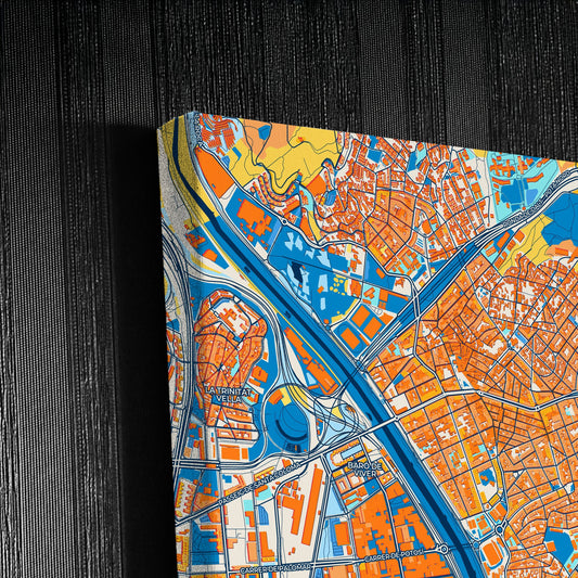 Llefià Spain Colorful City Map Canvas Print Detail