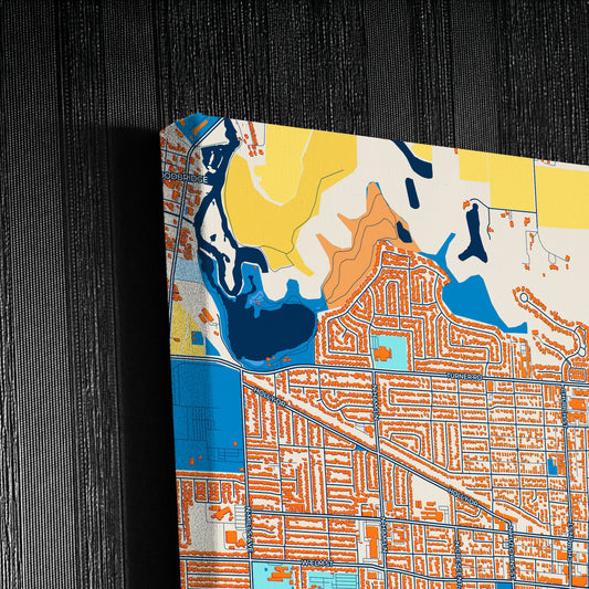 Lodi California Colorful City Map Canvas Print Detail