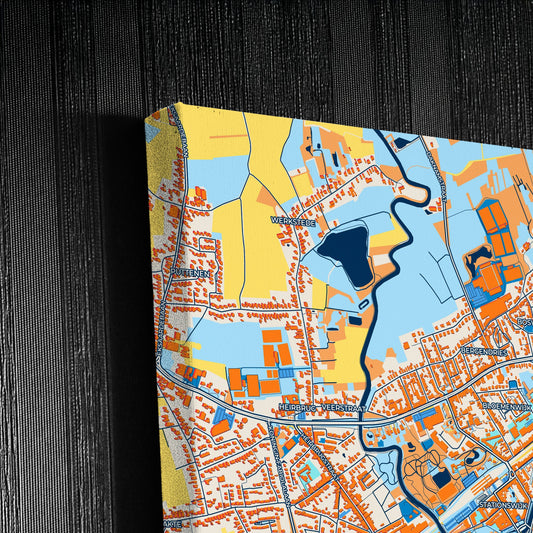 Lokeren Belgium Colorful City Map Canvas Print Detail