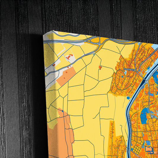 Lörrach Germany Colorful City Map Canvas Print Detail