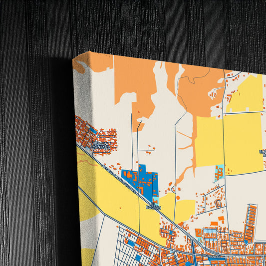 Los Angeles Chile Colorful City Map Canvas Print Detail