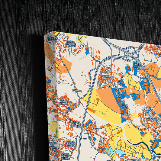 Loures Portugal Colorful City Map Canvas Print Detail