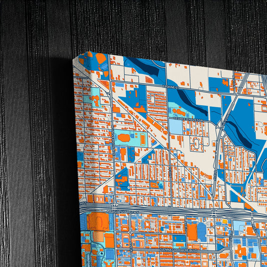 Lubbock Texas Colorful City Map Canvas Print Detail