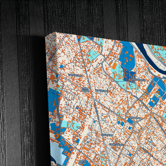 Lucknow India Colorful City Map Canvas Print Detail