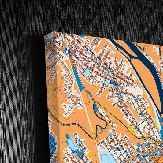 Lynchburg Virginia Colorful City Map Canvas Print Detail