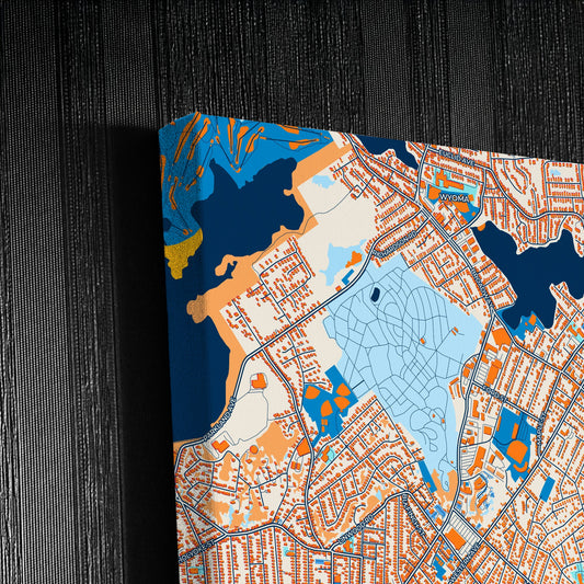 Lynn Massachusetts Colorful City Map Canvas Print Detail