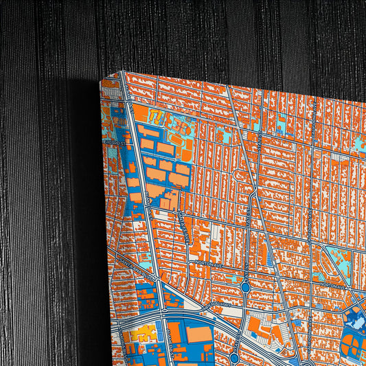 Lynwood California Colorful City Map Canvas Print Detail
