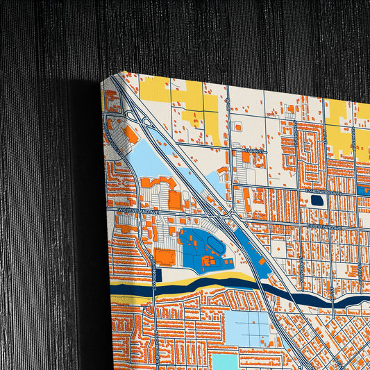 Madera California Colorful City Map Canvas Print Detail
